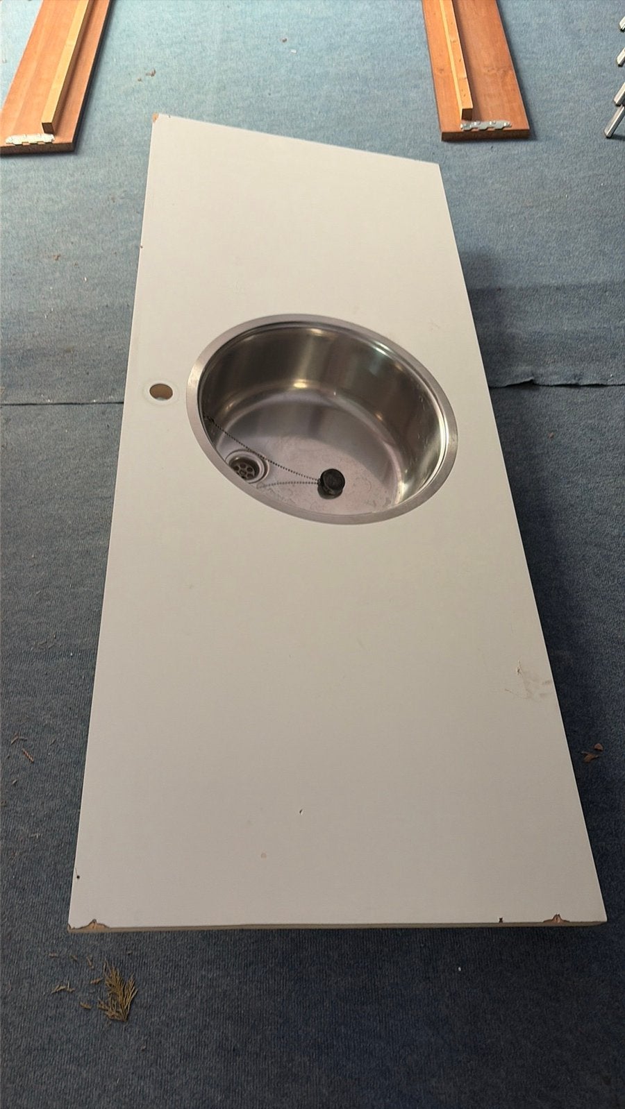 Aanrechtblad wit 150 x 60 met gootsteen, Ophalen, Wit, Zo goed als nieuw, Minder dan 100 cm