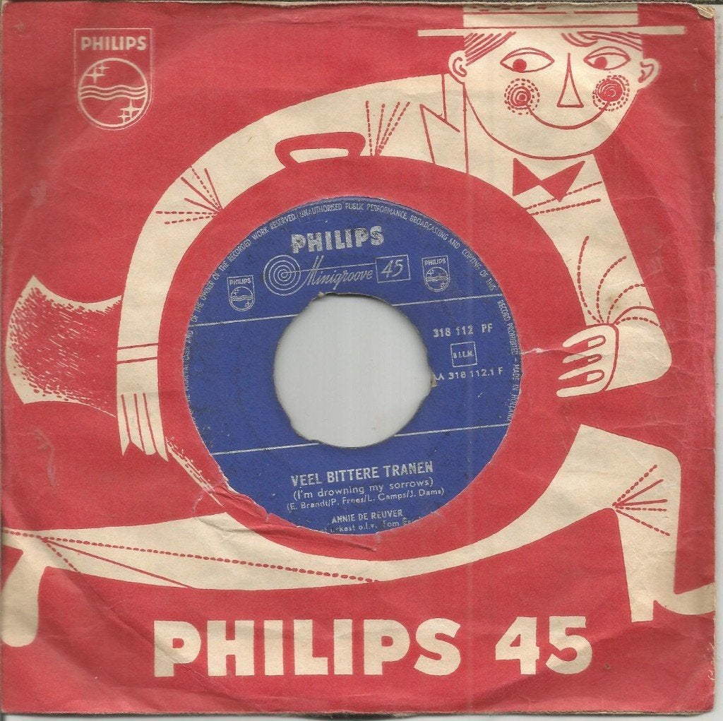 Annie de Reuver – Veel Bittere Tranen (1958), Gebruikt, Overige formaten, Levenslied of Smartlap, Beschermende buitenhoes