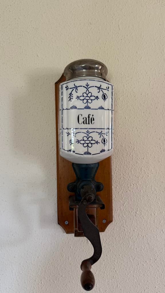 Vintage wand koffiemolen – Delfts blauw / keramiek, Antiek en Kunst, Ophalen