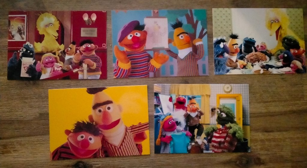 Sesamstraat Bert Ernie tv serie kinderserie kaarten ansicht, Verzenden, Overige figuren, Zo goed als nieuw, Overige typen
