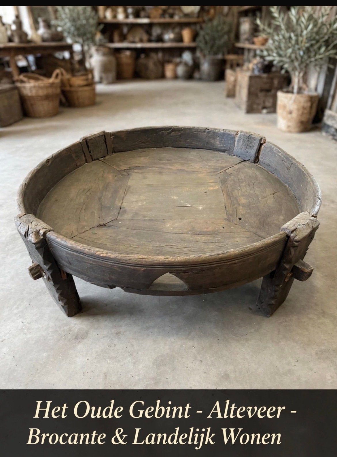 Mooie oude Chakki tafel uit India - Robuust & Landelijk, Ophalen