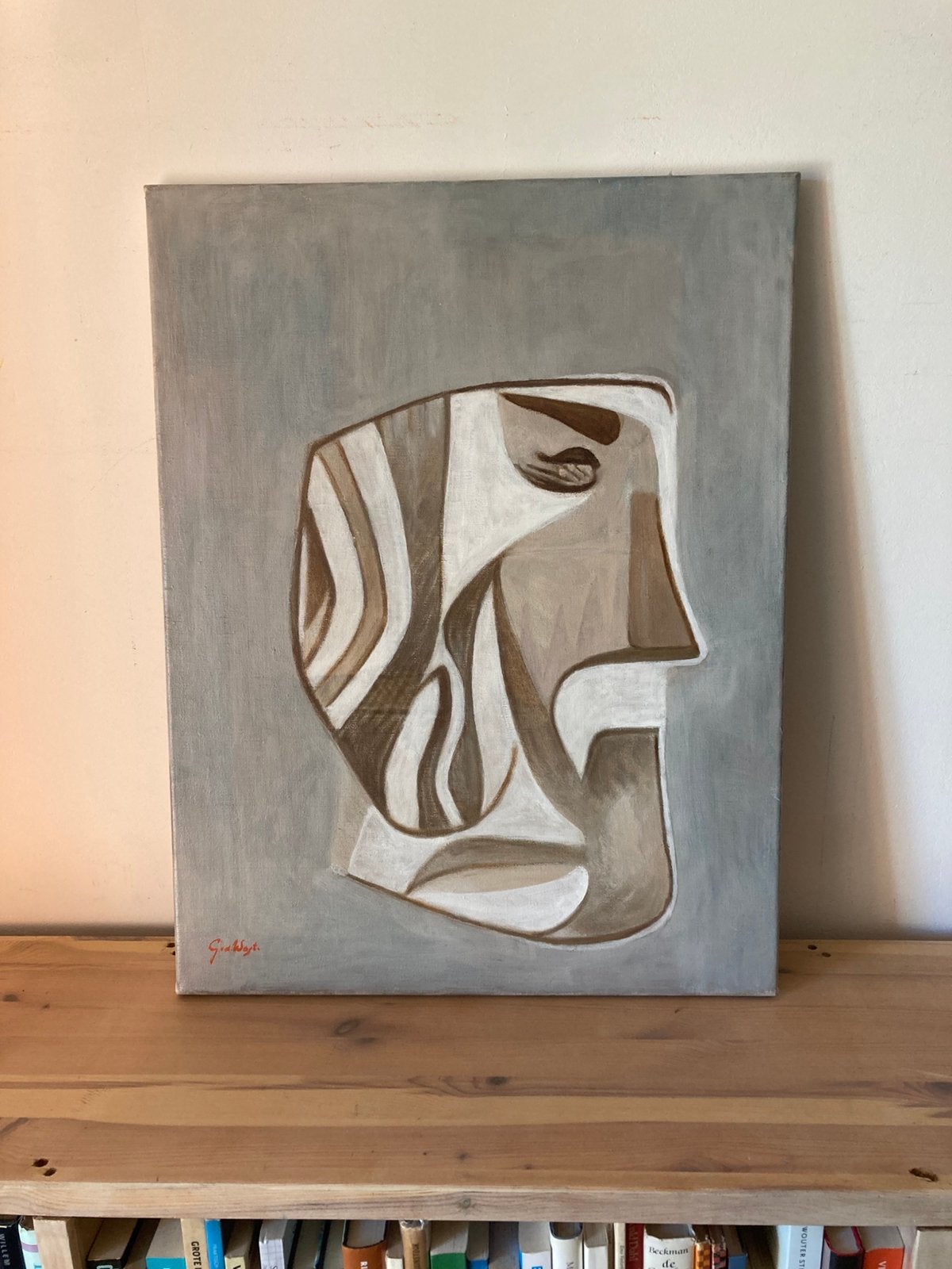 Figuratief schilderij, Ophalen, Acrylverf, Overige materialen, Op houten frame