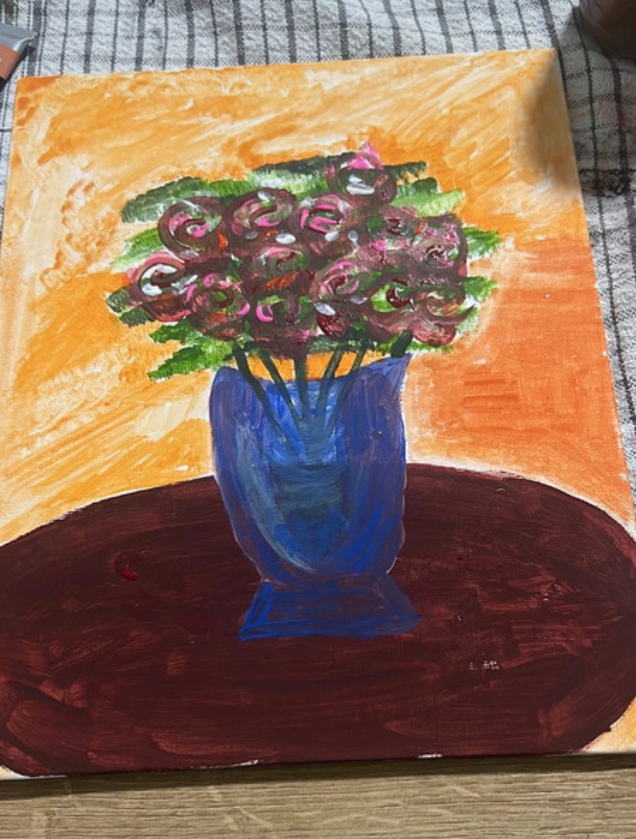 Schilderij: Bloemen in Vaas - Handgeschilderd Kunstwerk, Verzenden