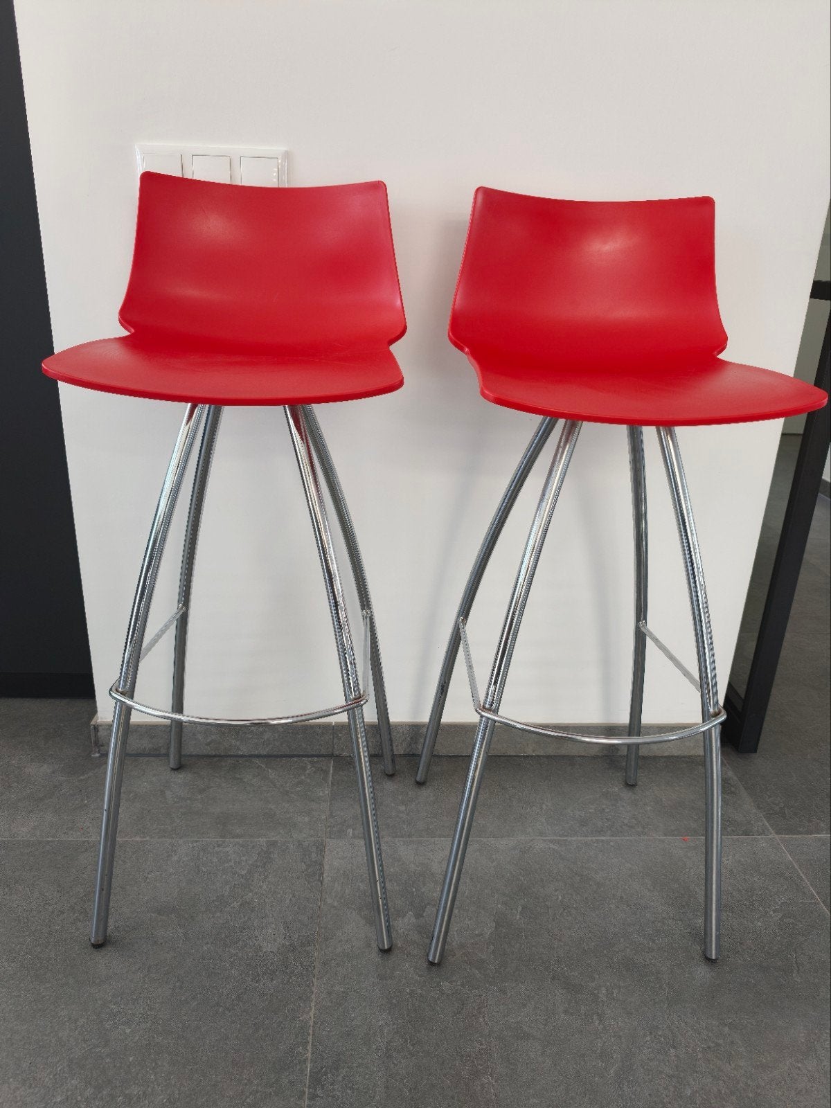 Scab Design barkrukken - rood, metaal, 2 stuks, Ophalen, Met voetsteun, 60 tot 90 cm, 2 krukken