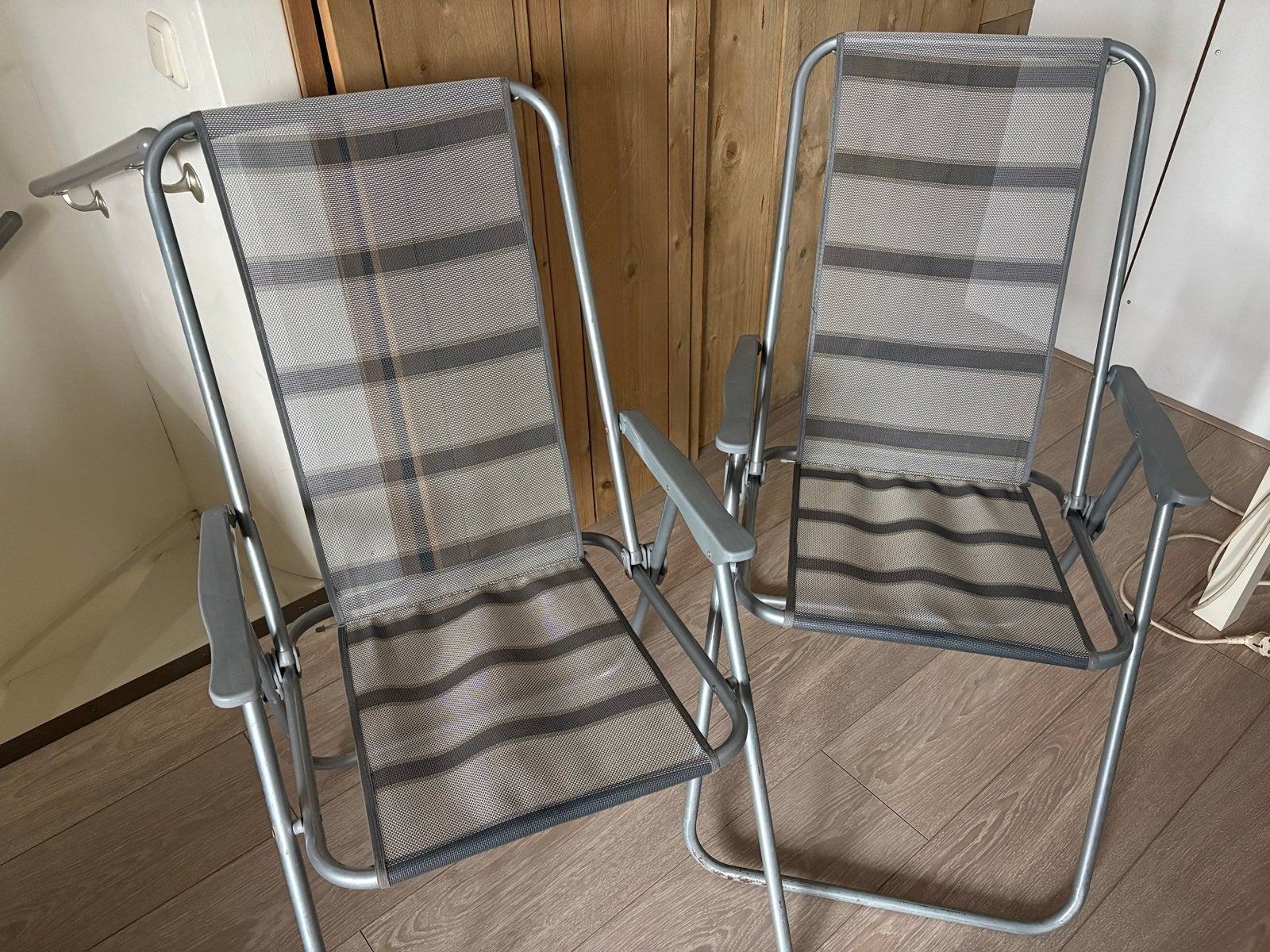 Camping stoelen- Grijs/Metaal, Tuin en Terras, Ophalen, Gebruikt, Metaal, Inklapbaar