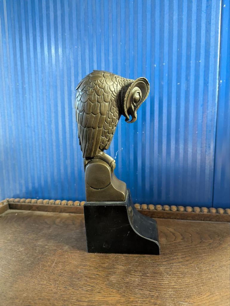 Bronzen Uil beeldje op Marmeren Voet, Ophalen of Verzenden