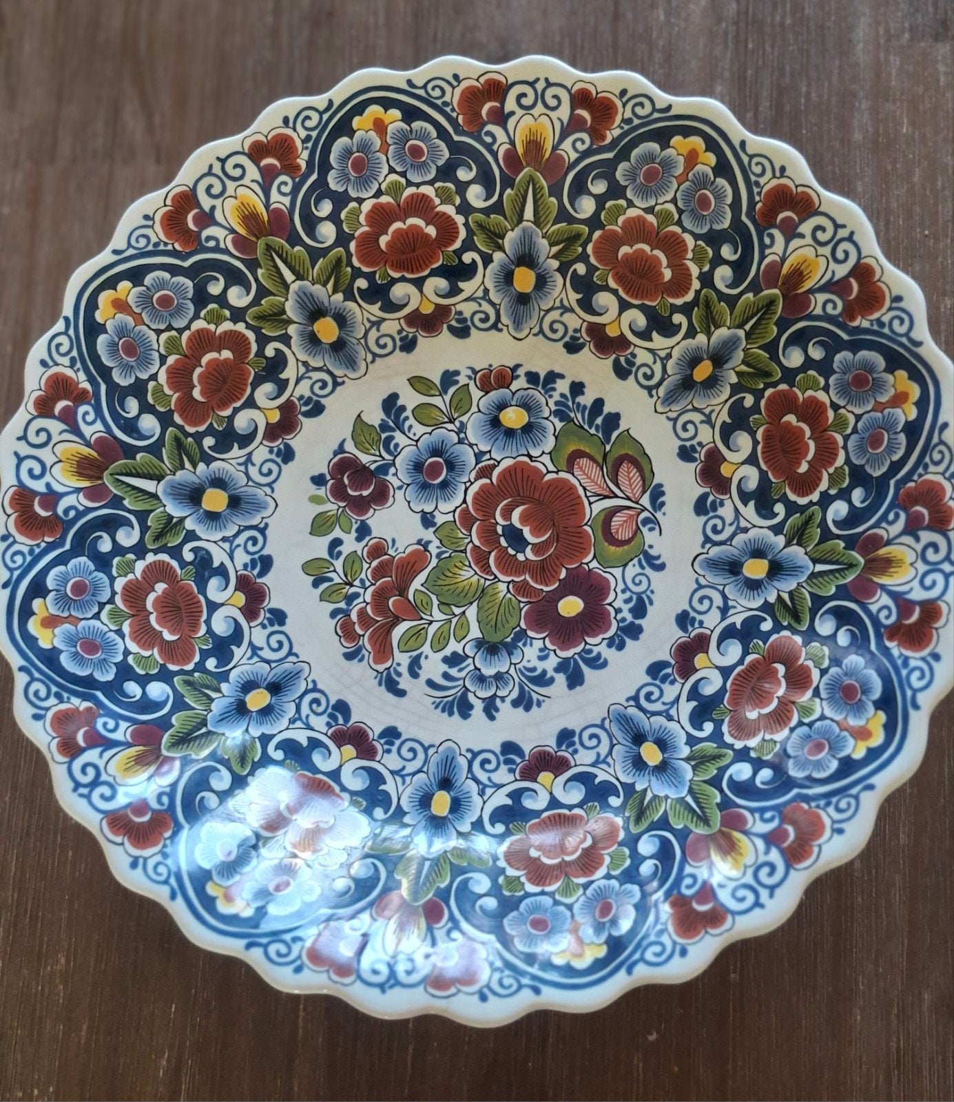 Delfts Blauw Schaal - Handgeschilderd Bloemenpatroon, Ophalen