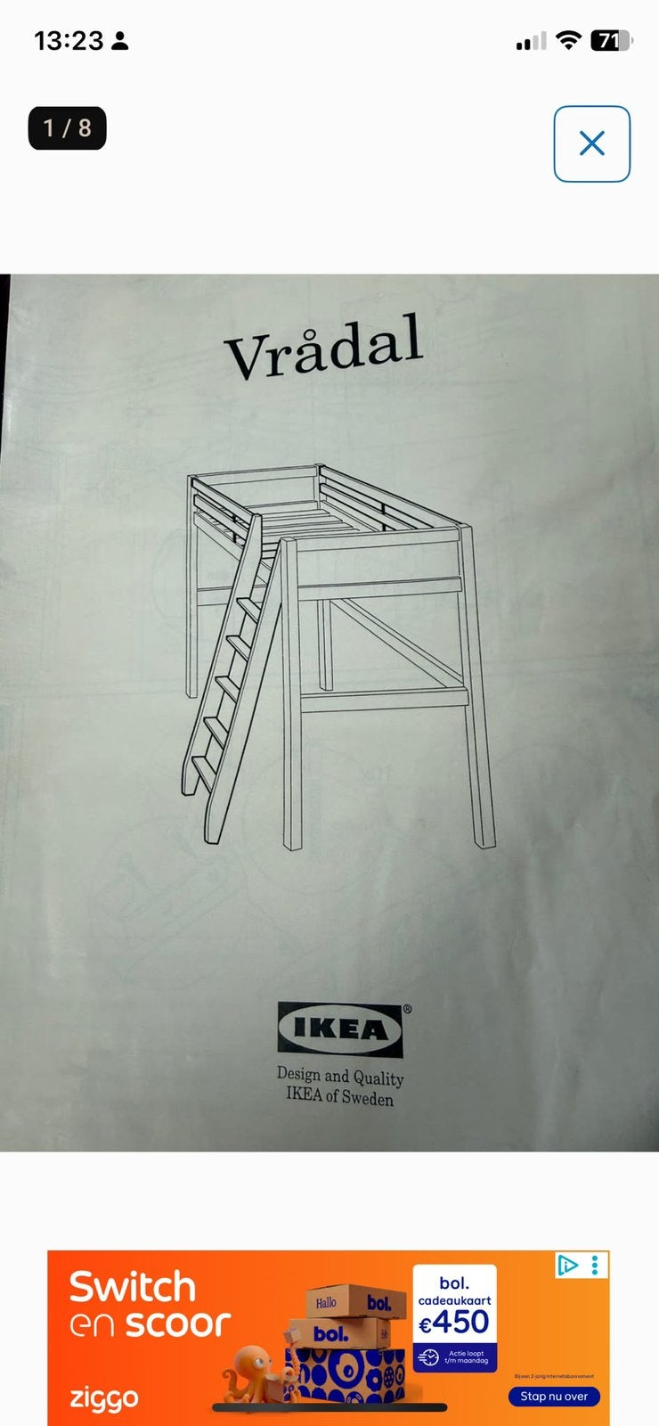 Halfhoogslaper van IKEA, Ophalen, Gebruikt, Eenpersoons, 160 tot 180 cm
