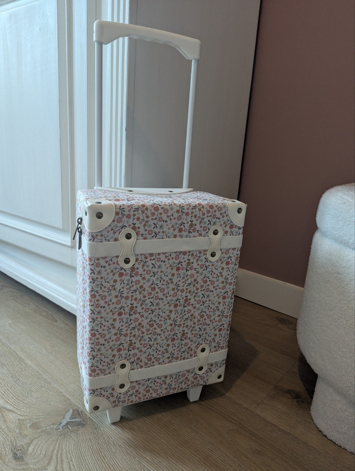 Olli Ella reiskoffer met bloemenprint, Ophalen, Wieltjes, Hard kunststof, Minder dan 50 cm