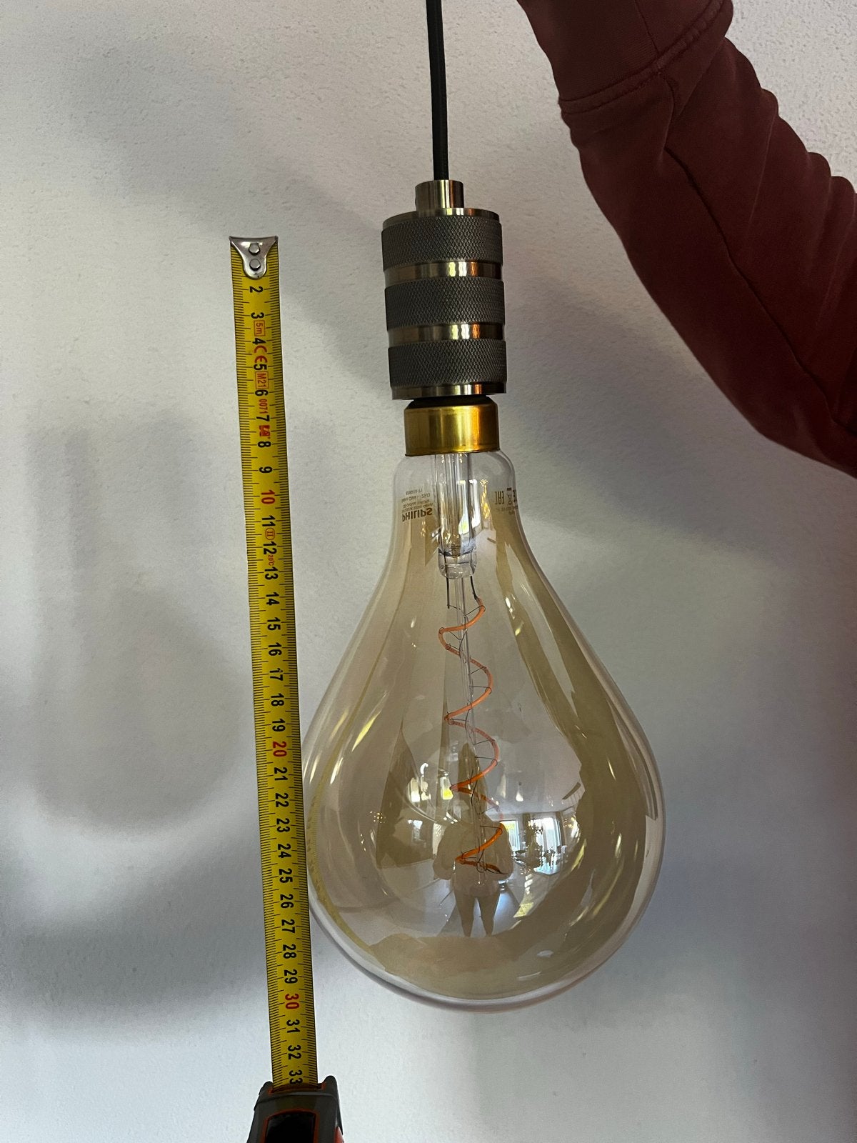 Grote decoratieve LED lamp met E27 fitting, Ophalen, Zo goed als nieuw, Glas, E27 (groot)