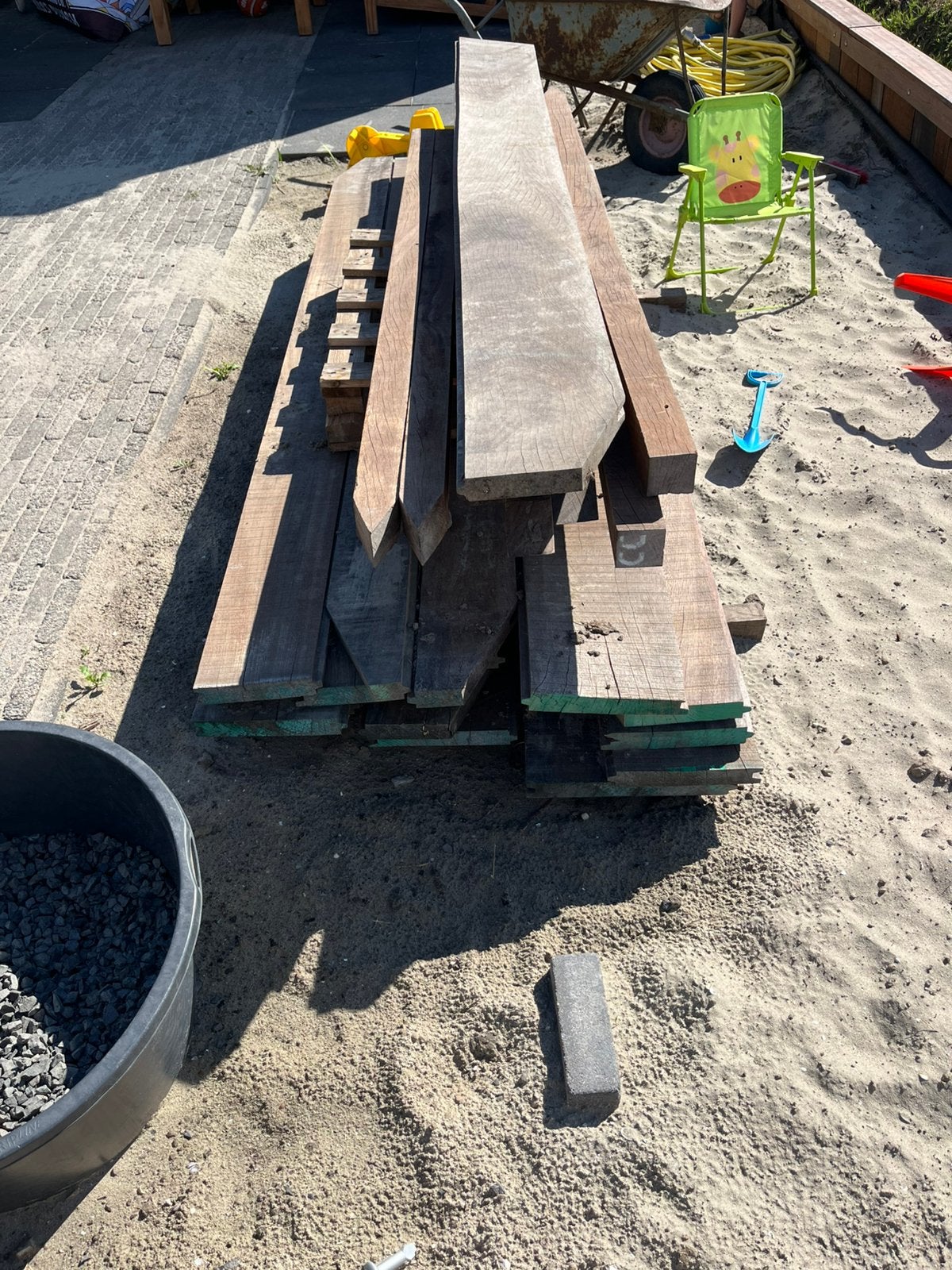 Azobe damwand delen ca 9m2, 4cm dik 2,5meter lang, Ophalen, Zo goed als nieuw, 250 cm of meer, Planken