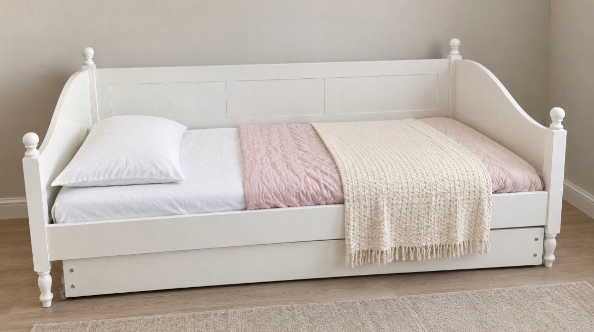 Wit kinderbed 200x85 cm met uitschuifbaar logeerbed, Kinderen en Baby's, Ophalen, Gebruikt, 180 cm of meer, 85 tot 100 cm