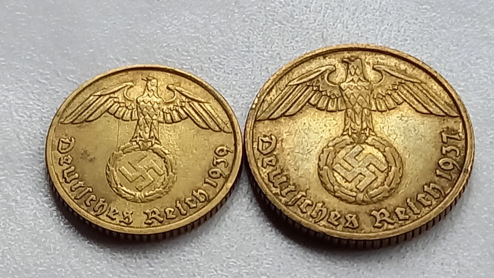 WO2 5 en 10 Reichspfennig messing nazi duitsland 2, Ophalen of Verzenden, Duitsland, Setje