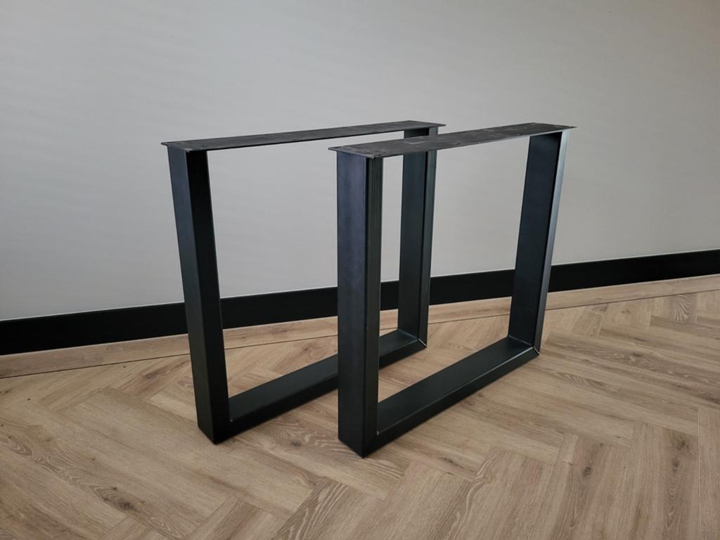 Tafel onderstel, Metaal met zwarte poedercoat, U vorm, Ophalen, Tafelpoot, 50 tot 100 cm, Vierkant