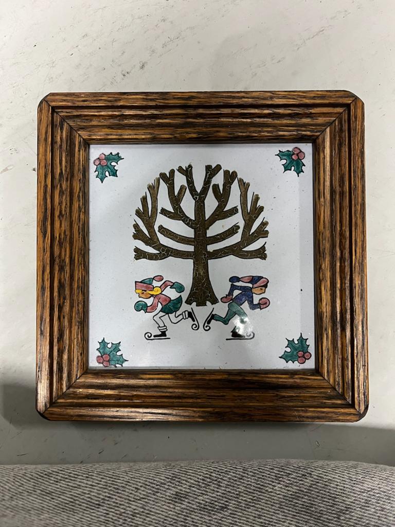 Set van Vintage Tegeltjes met Houten Lijst, Ophalen