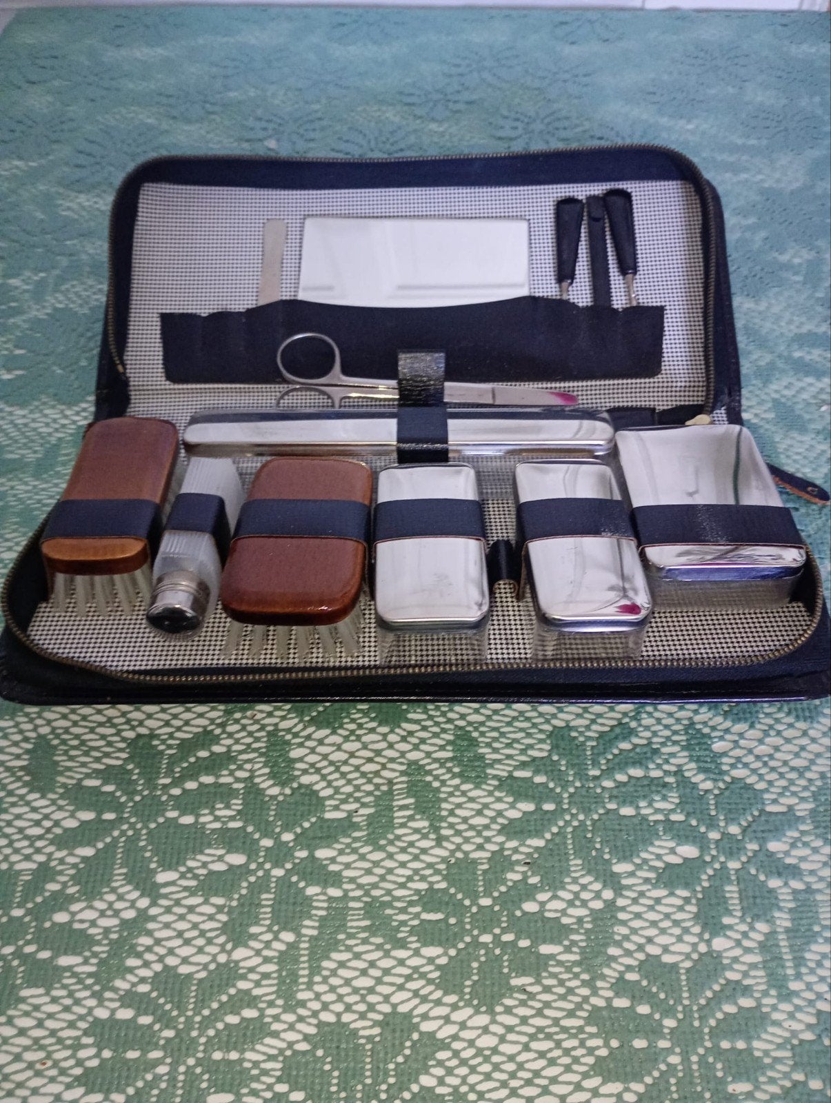 Vintage Reis Toiletset in Etui - Compleet en Stijlvol, Ophalen of Verzenden