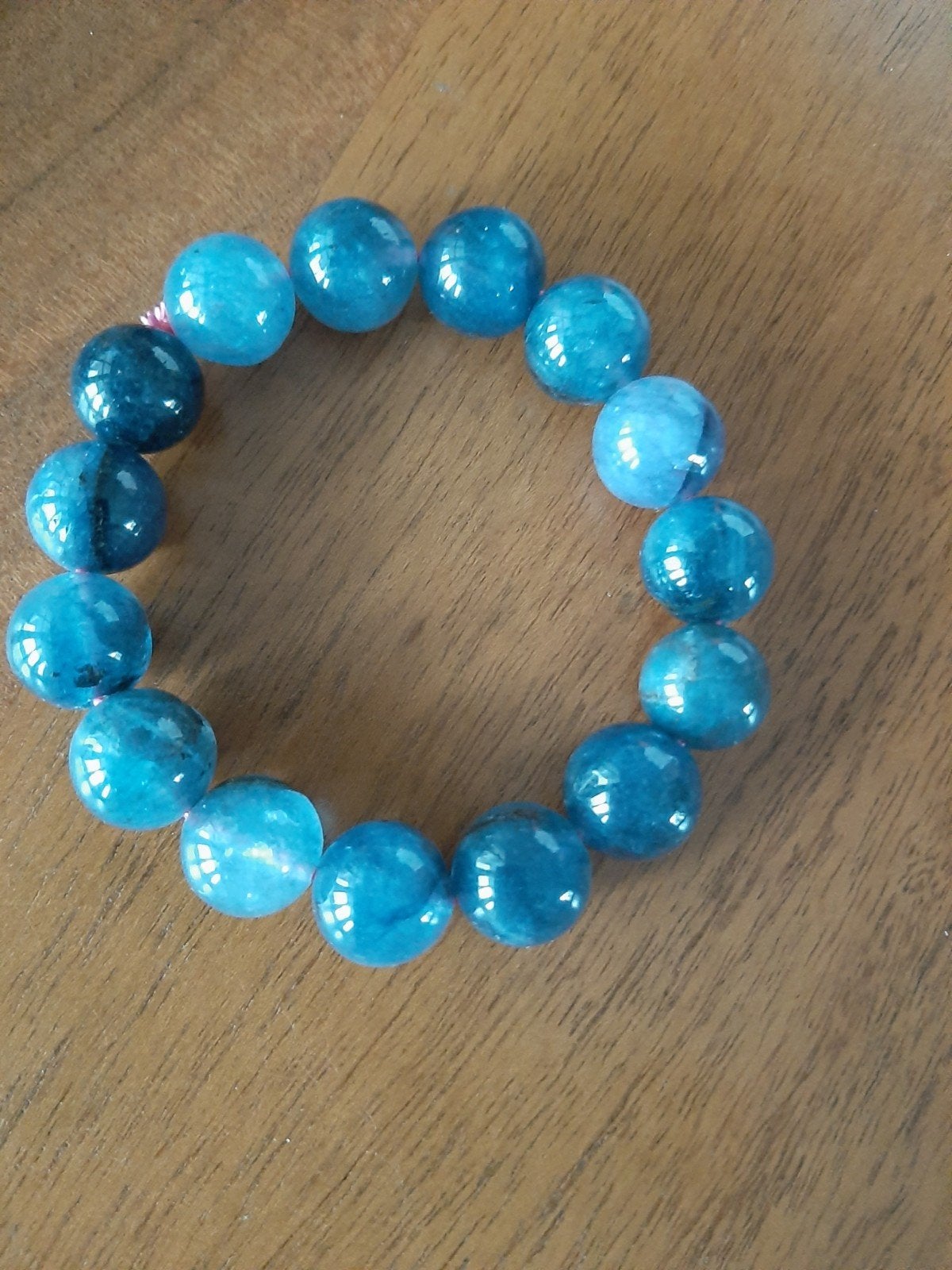 Nieuw!Prachtige CHALCEDOON armband/kraal 1,5 cm, Overige materialen, Blauw, Nieuw, Ophalen of Verzenden