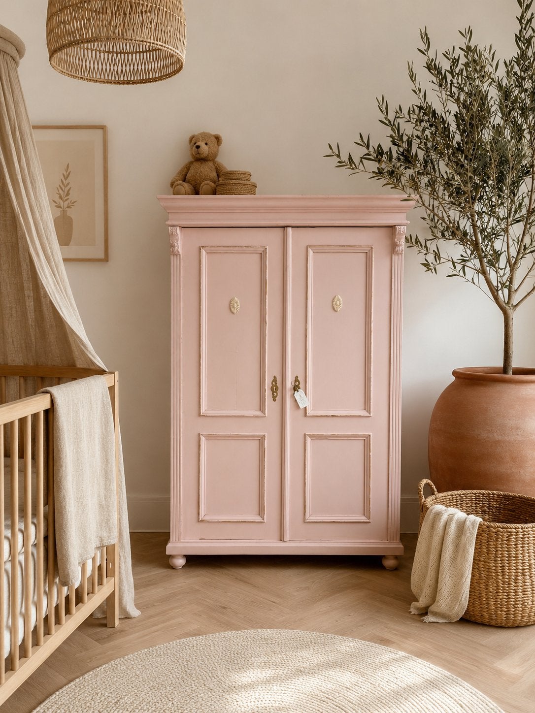 Brocante vintage linnenkast kledingkast meidenkast roze, Ophalen, 100 tot 150 cm, Zo goed als nieuw, Nvt