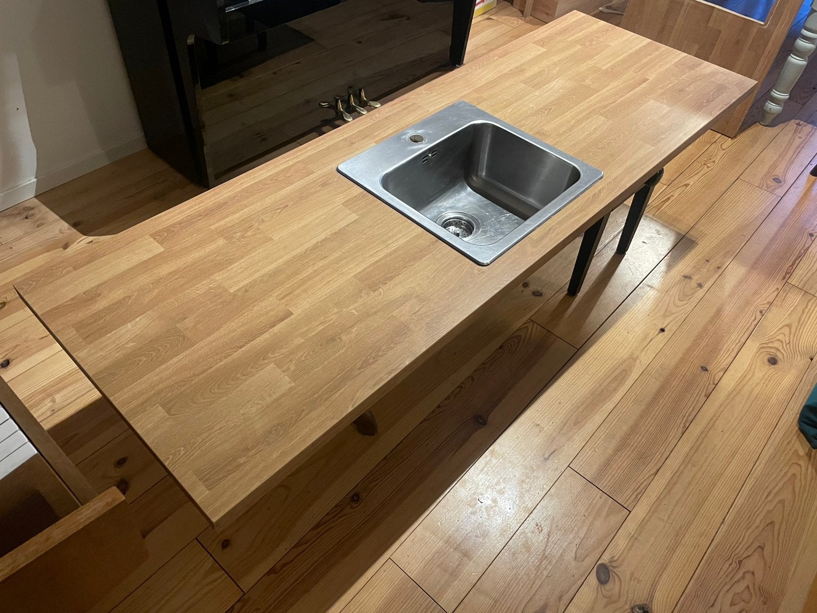 Ikea Saljan aanrecht + Langudden RVS spoelbak+blad kookplaat, Ophalen, Zo goed als nieuw