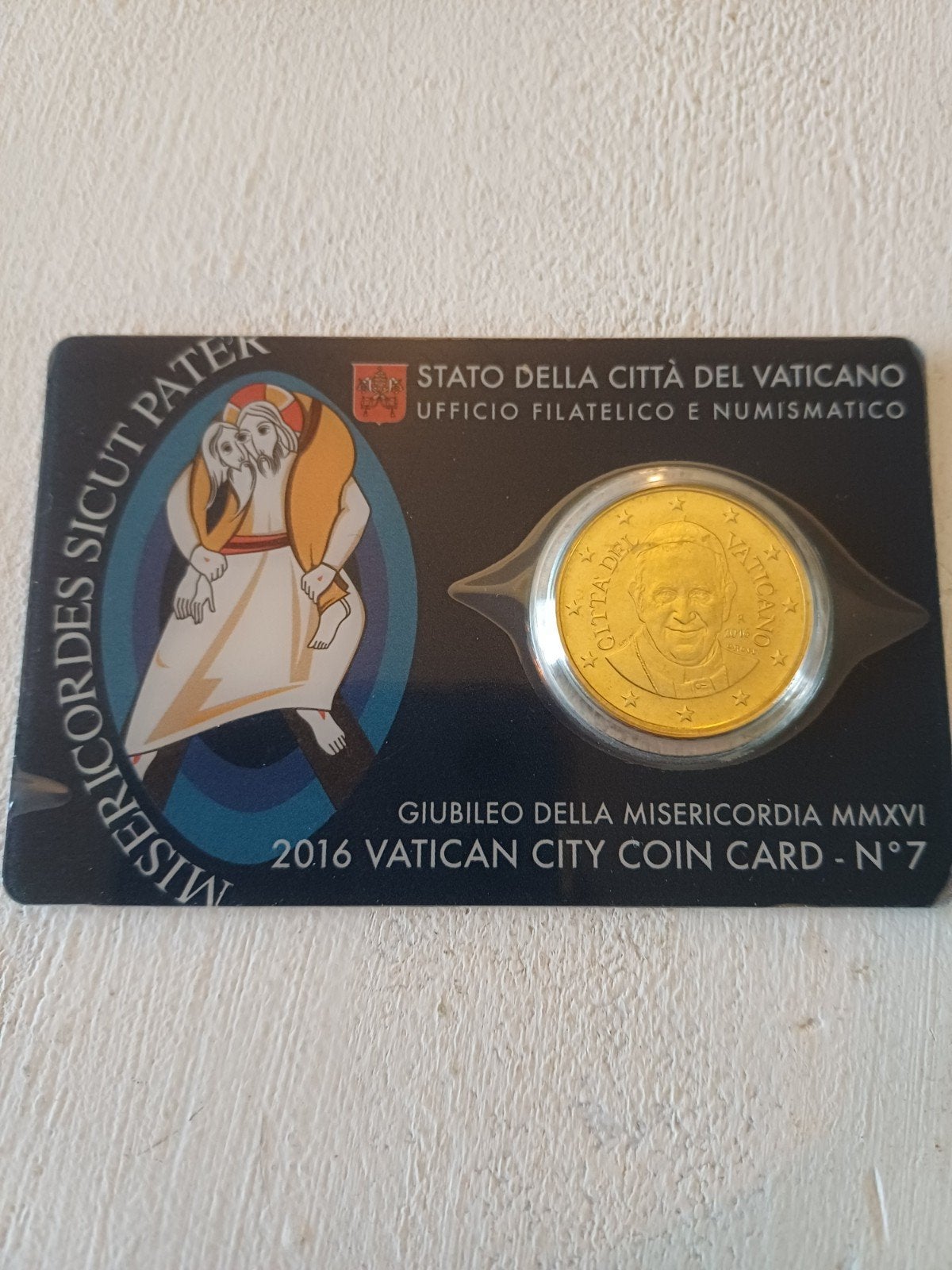 Coincard Vaticaan 50 cent BU 2016 Paus Franciscus, Postzegels en Munten, Verzenden, Vaticaanstad, 50 cent, Losse munt