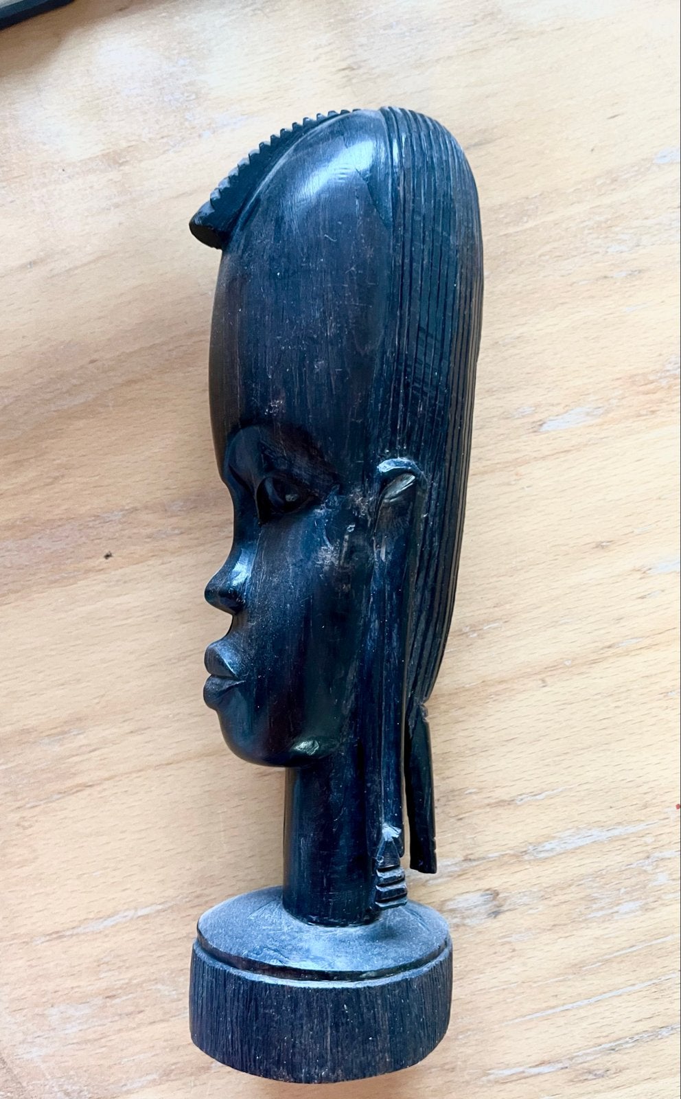 Vintage Afrikaans houten beeldje - Buste, Antiek en Kunst, Minder dan 20 cm, Buste, Ophalen of Verzenden, Handgemaakt