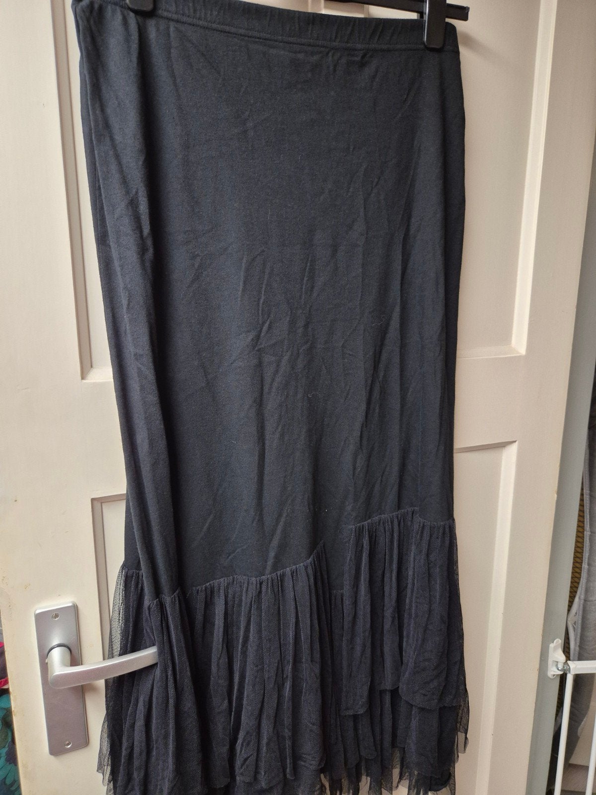 Rimini Zwarte Maxi Rok met Tule Details - Maat XL, Maat 46/48 (XL) of groter, Ophalen of Verzenden, Zo goed als nieuw, Onder de knie