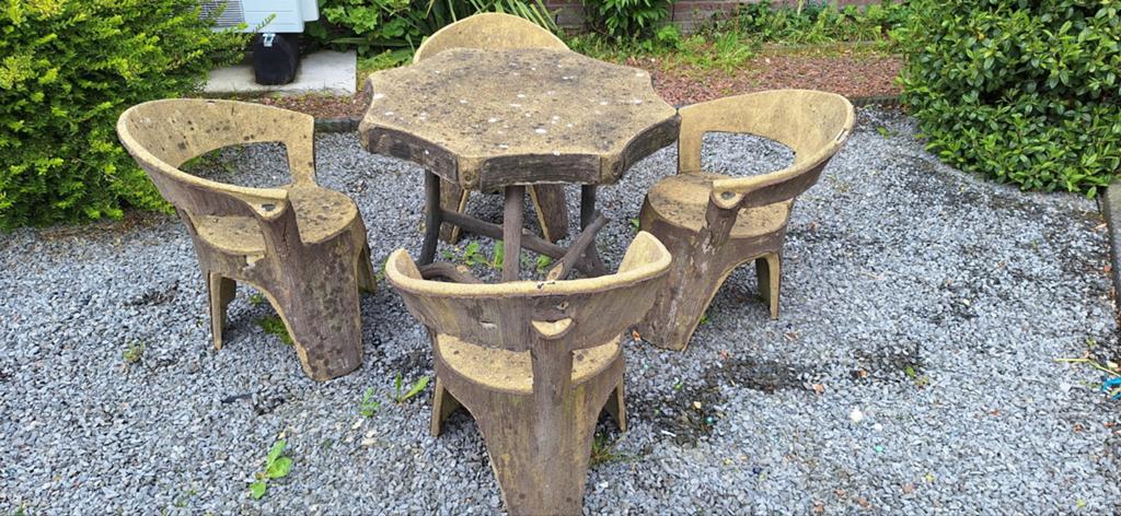 Tuinset van beton (Houtimitatie) 50 jaar oud, Tuin en Terras, Tuinvazen, Ophalen of Verzenden, Gebruikt