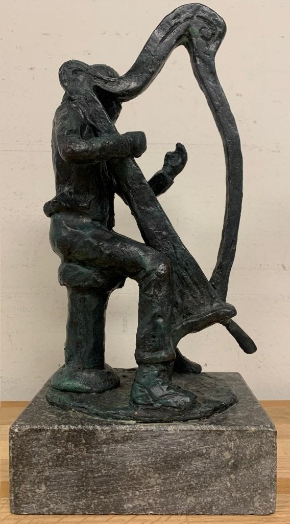 Brons Sculptuur - Muzikant (Harp) - Siem Wardenaar, Ophalen of Verzenden, Zo goed als nieuw