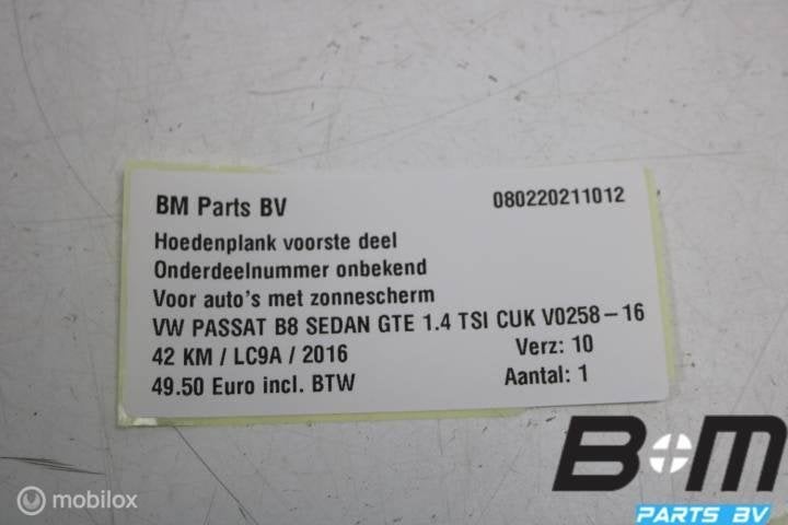 Hoedenplank voorste deel VW Passat B8 GTE Sedan, Gebruikt