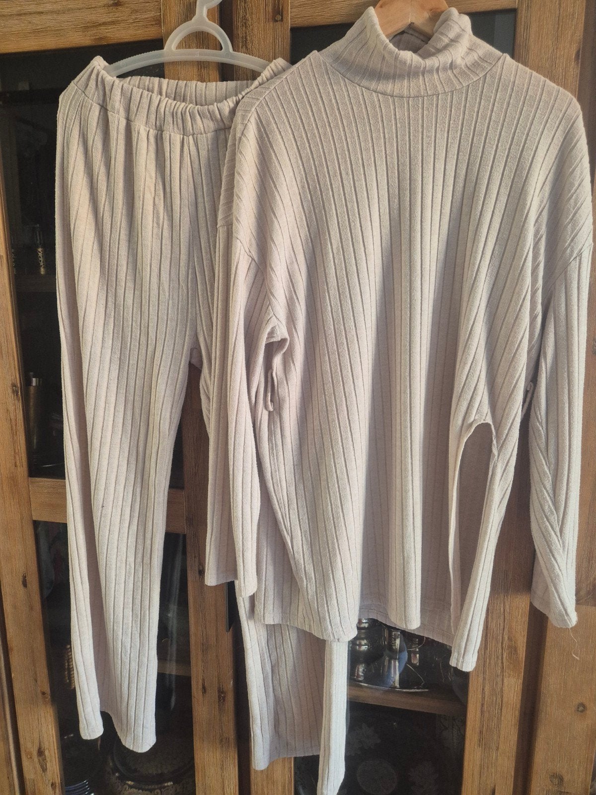 Shein ribgebreide set: coltrui en broek, maat L, Ophalen, Zo goed als nieuw, Maat 42/44 (L)