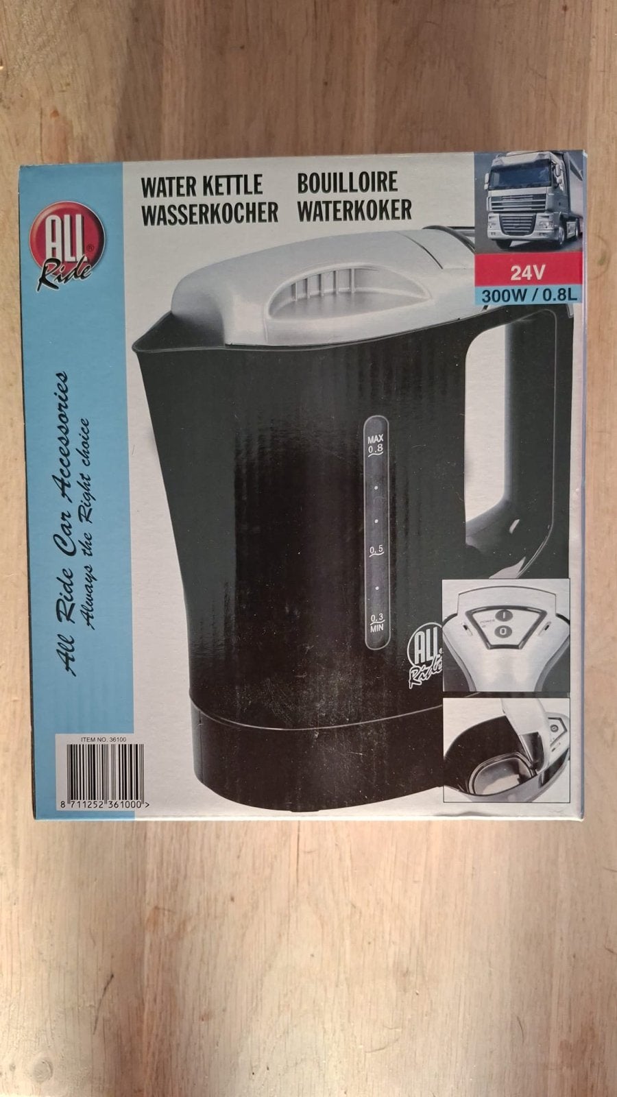 Waterkoker 24V 300W 0.8L voor in de auto - All Ride, Witgoed en Apparatuur, Waterkokers, Minder dan 1 liter, Ophalen of Verzenden
