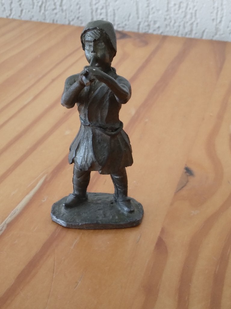 tin man maakt muziek op fluit 7,5  cm hoog, Ophalen of Verzenden