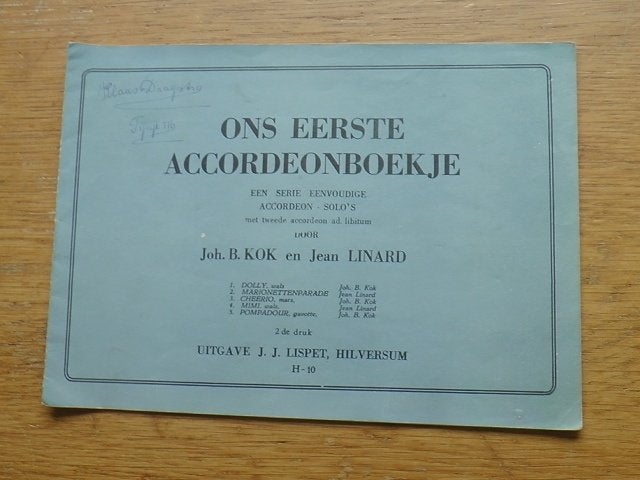 Ons eerste accordeonboekje -joh.b.kok + jean linard, Gebruikt, Ophalen of Verzenden, Artiest of Componist, Populair