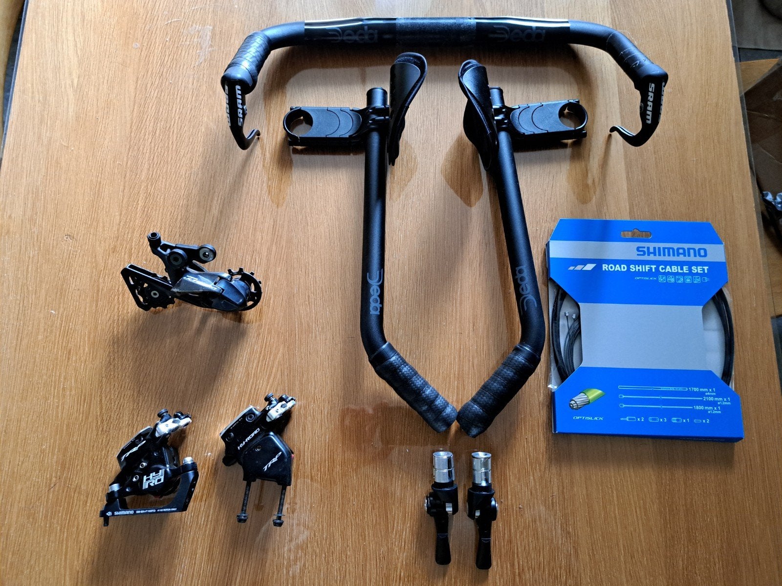 Triathlon groepset 11 speed Shimano, Gebruikt, Ophalen of Verzenden, SRAM, Deda, Shimano, TRP, Tijdrit-/triatlonfiets