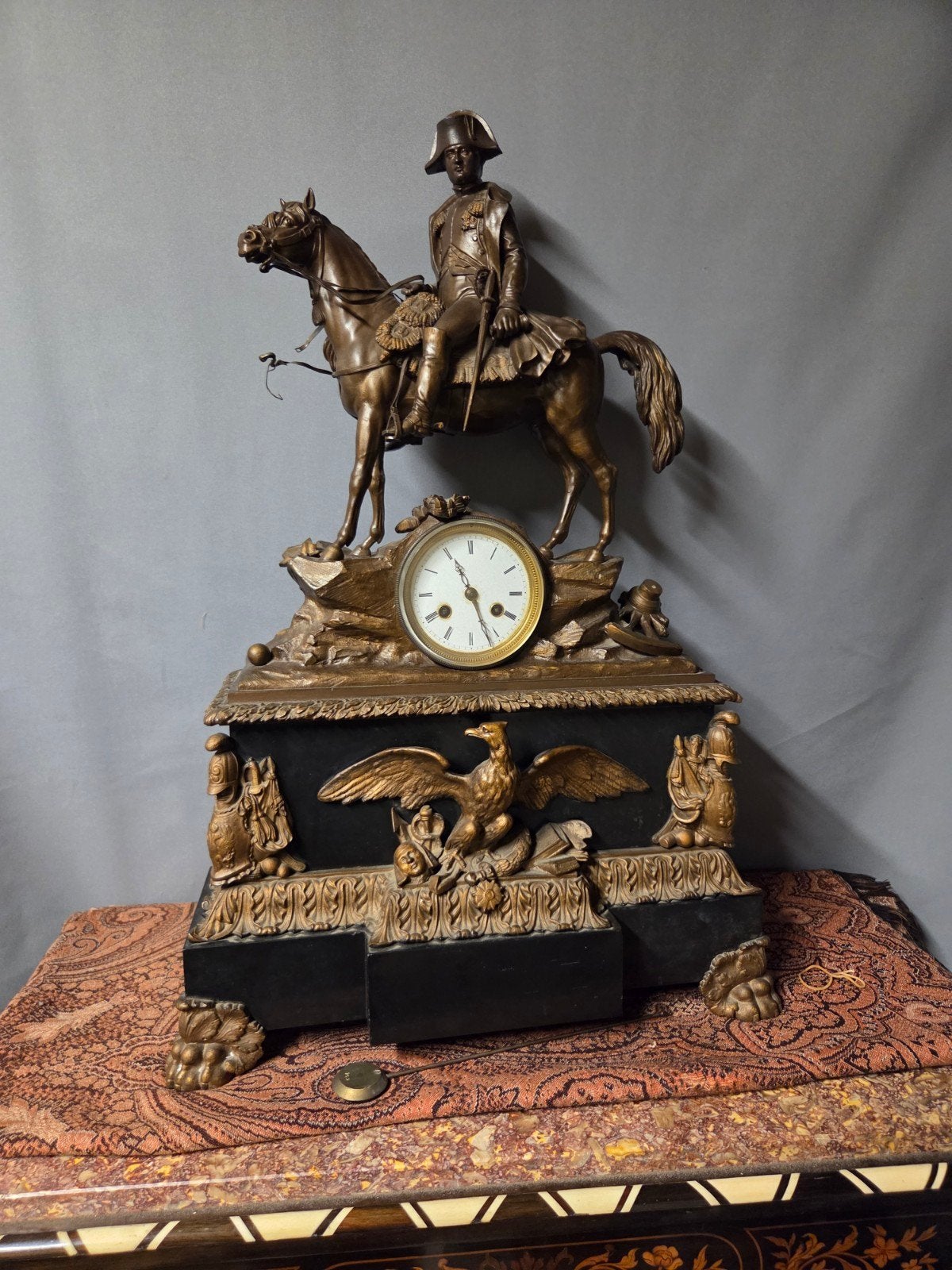 zeer mooie bronzen pendule met napoleon, Antiek en Kunst, Ophalen of Verzenden