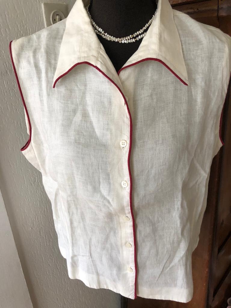 Anna linnen blous 46, Kleding | Dames, Blouses en Tunieken, Verzenden, Zo goed als nieuw, Maat 46/48 (XL) of groter, Wit