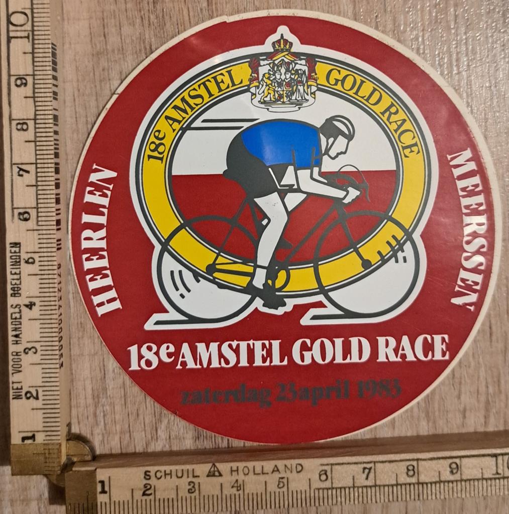 Vintage sticker 18de Amstel goldrace Amstel bier wielrennen, Ophalen of Verzenden, Zo goed als nieuw