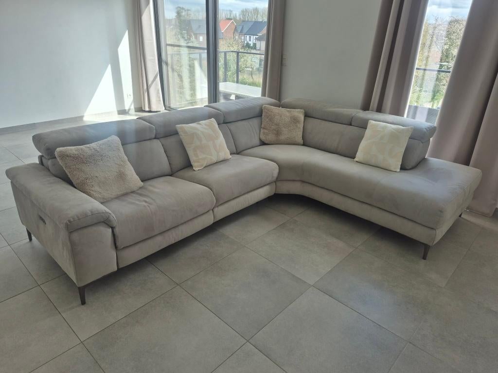 Hoeksalon met relax (+ kussens), Huis en Inrichting, Ophalen, 125 cm of meer, Zo goed als nieuw, Stof