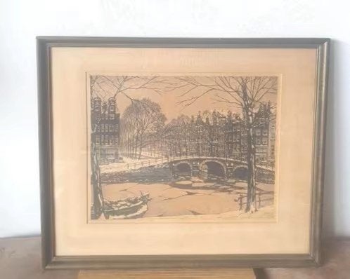 Ets Leidsegracht Amsterdam Cornelis Brandenburg, Antiek en Kunst, Ophalen