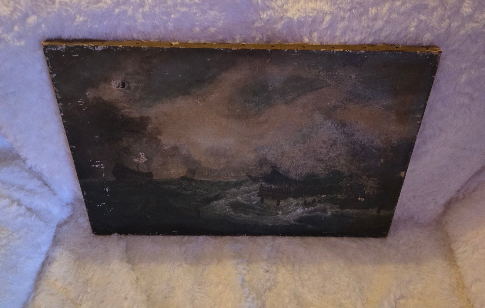 Oud Hollands Schilderij: Schepen op woelige zee, Oud hollands, Ophalen of Verzenden, Olieverf, Origineel werk
