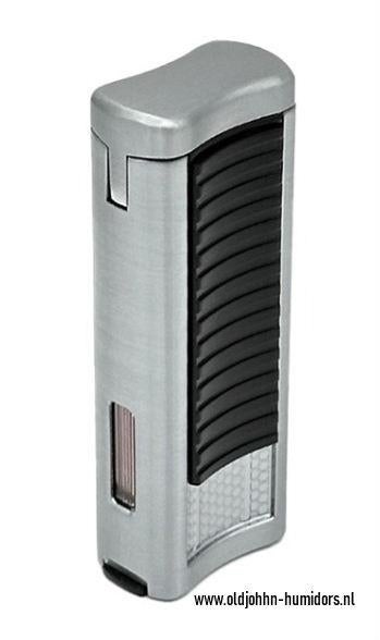 RONSON PASSAT AANSTEKER 2 X JETFLAME BOOR SILVER BLACK   ro6, Verzenden, Nieuw, Aansteker