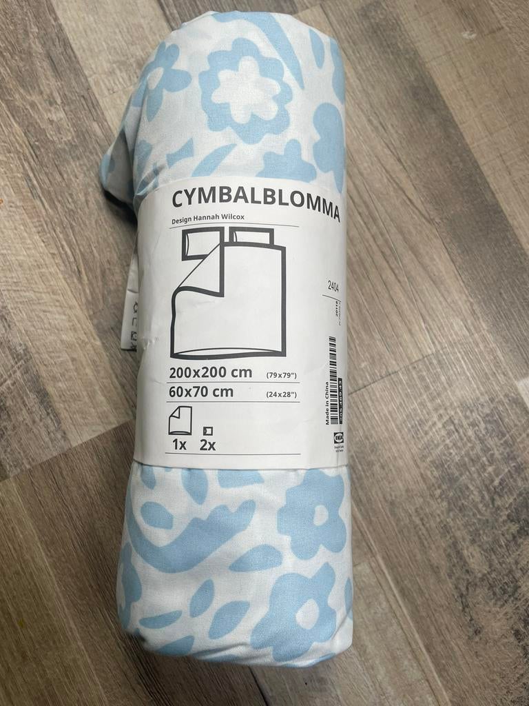 Cymbalblomma overtrek 200x200cm, Huis en Inrichting, Eenpersoons, Blauw, Dekbedovertrek, Ophalen of Verzenden