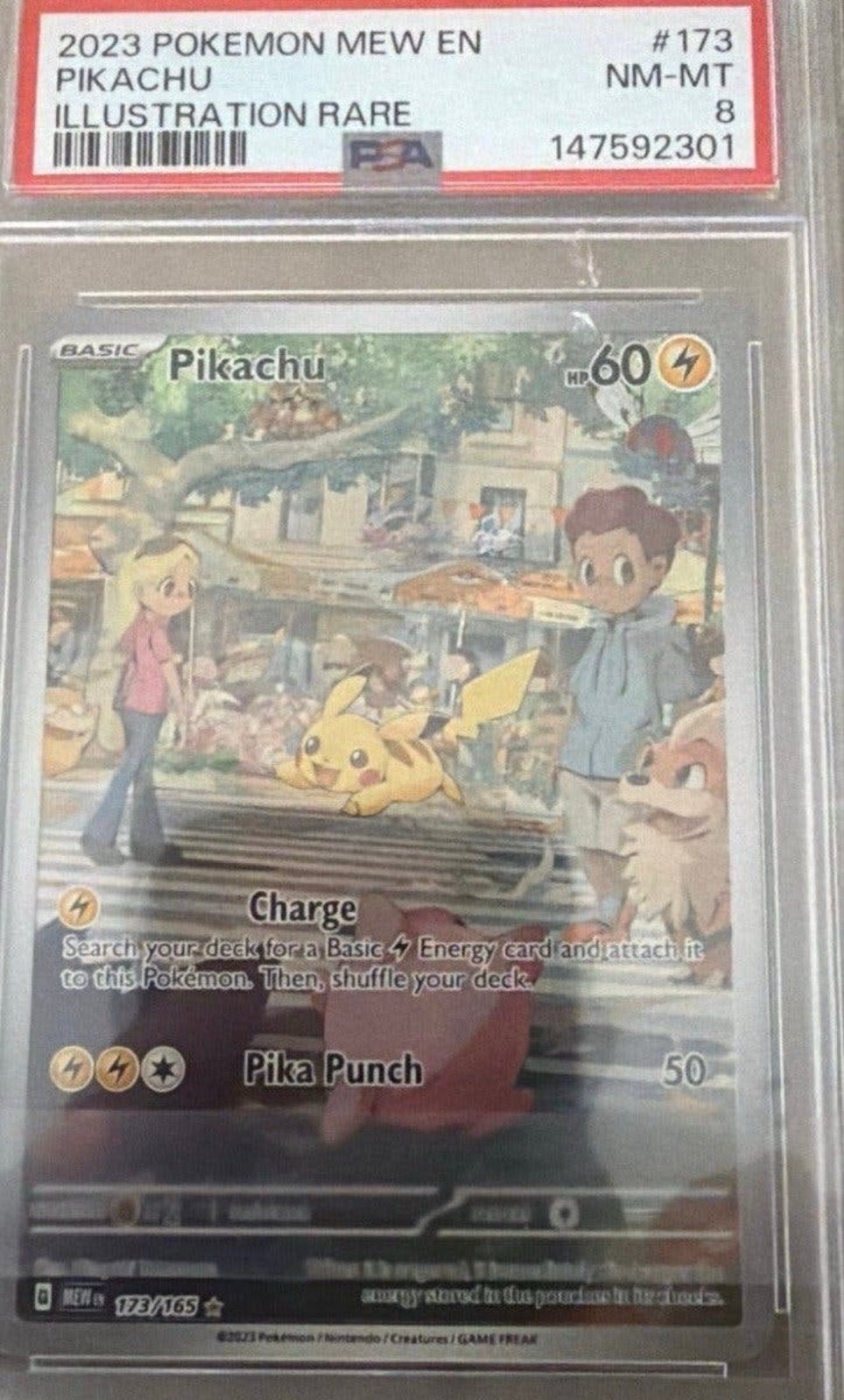 Pikachu #173 PSA 8 - 2023 Pikachu, Ophalen of Verzenden, Zo goed als nieuw, Losse kaart