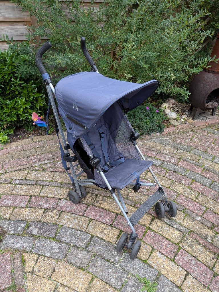 Maclaren Globetrotter buggy – blauw (inclusief regenhoes, Ophalen, Gebruikt, Maclaren, Regenhoes