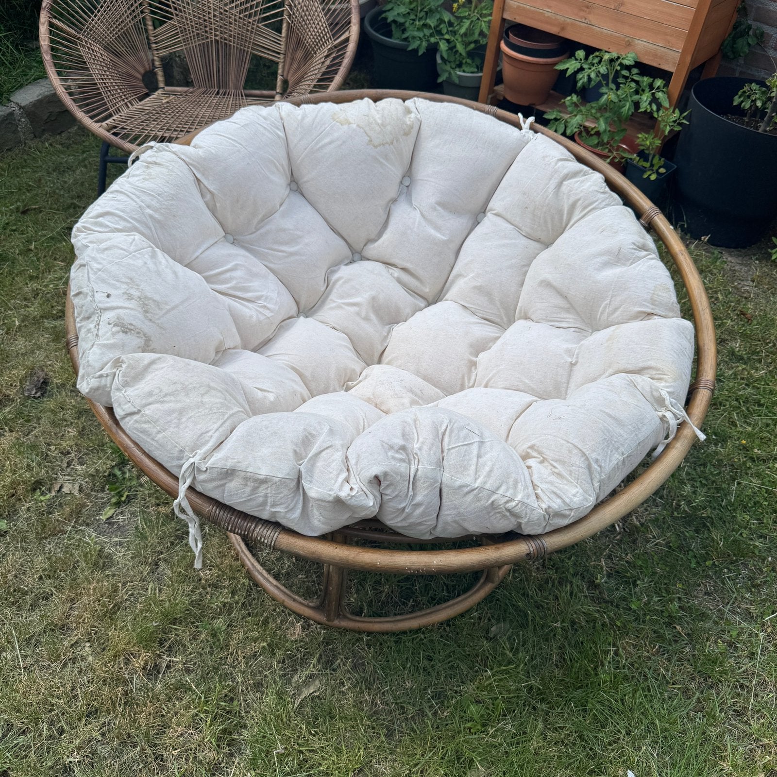 Papasan stoel 120 cm, Ophalen, Gebruikt, Bruin, Riet of Rotan
