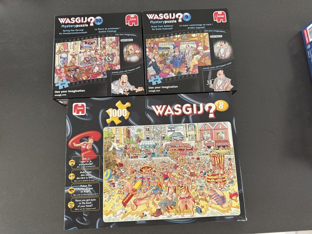 12 puzzels van Haasteren en Wasgij, Ophalen of Verzenden, 500 t/m 1500 stukjes, Zo goed als nieuw, Legpuzzel