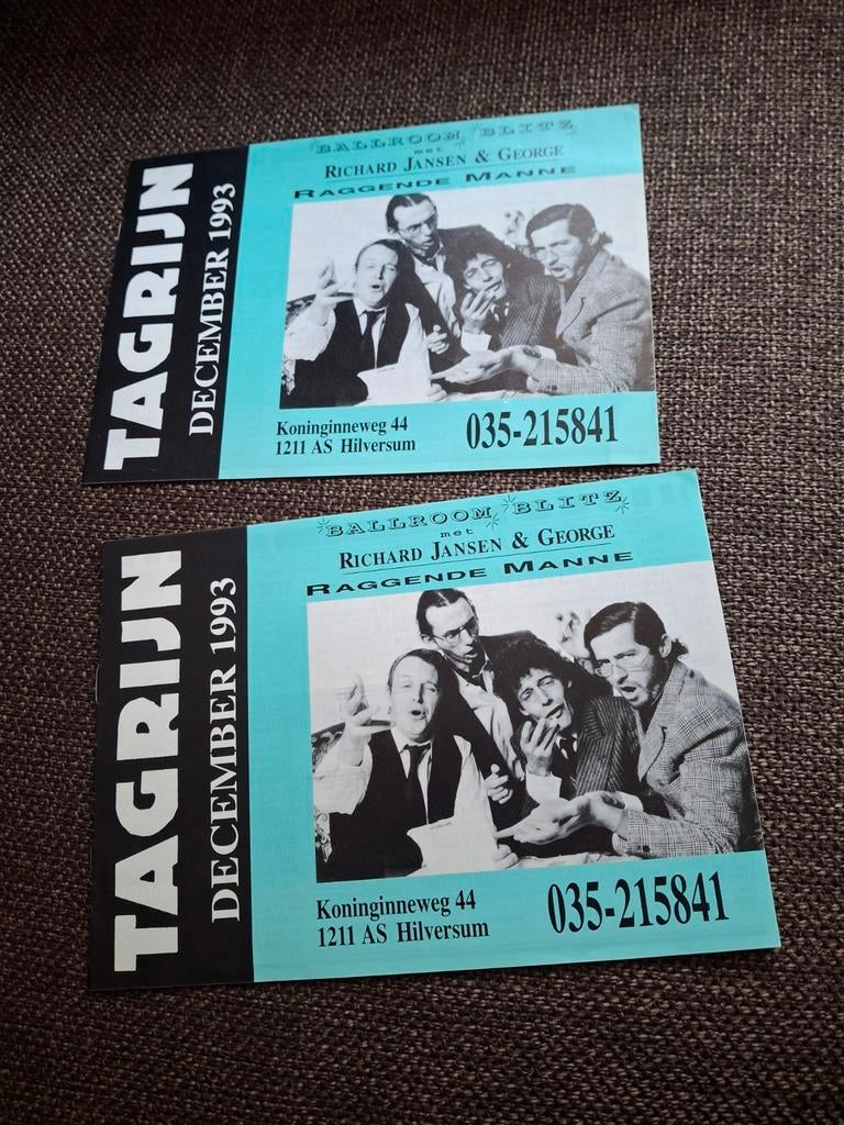 Tagrijn Hilversum concertagenda folder 1993, Ophalen of Verzenden, Boek, Tijdschrift of Artikel
