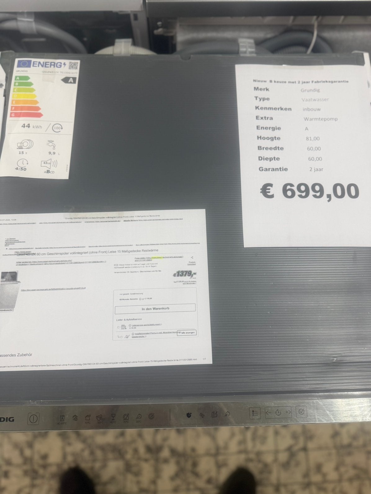 Grundig vaatwasser Gnvp4512x nieuw incl warmtepomp vol  geïn, Ophalen, Minder dan 85 cm, Grundig, Grundig