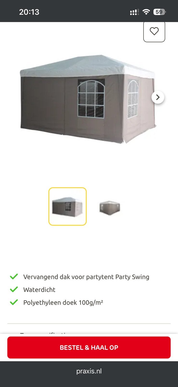 Central Park partytent Party Swing taupe 3x4m, Tuin en Terras, Ophalen, Zo goed als nieuw, Minder dan 5 meter