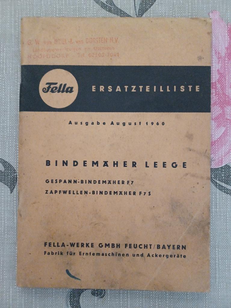 Onderdelenboek Fella zelfbinder F7, Ophalen of Verzenden, Gelezen, Tractor en Landbouw